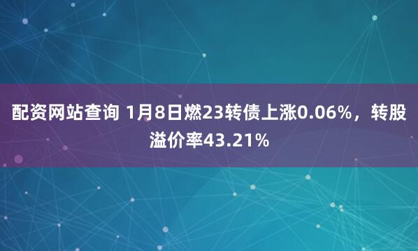 配资网站查询 1月8日燃23转债上涨0.06%，转股溢价率43.21%